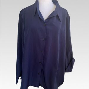 Roaman's Dark Blue Women's Button-Down Shirt size 22W brand new.